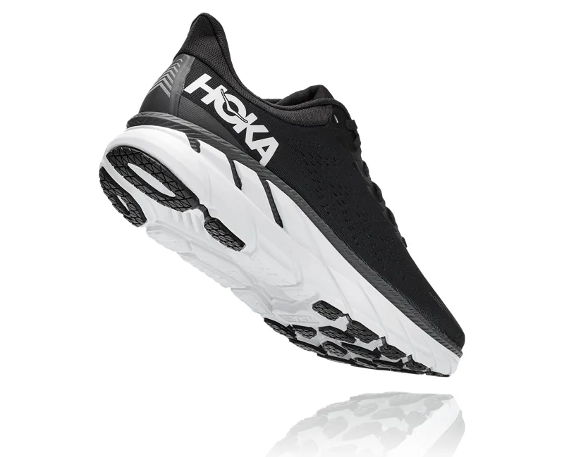 Hoka Clifton 7 Wide Road Running Shoes - Black White-2