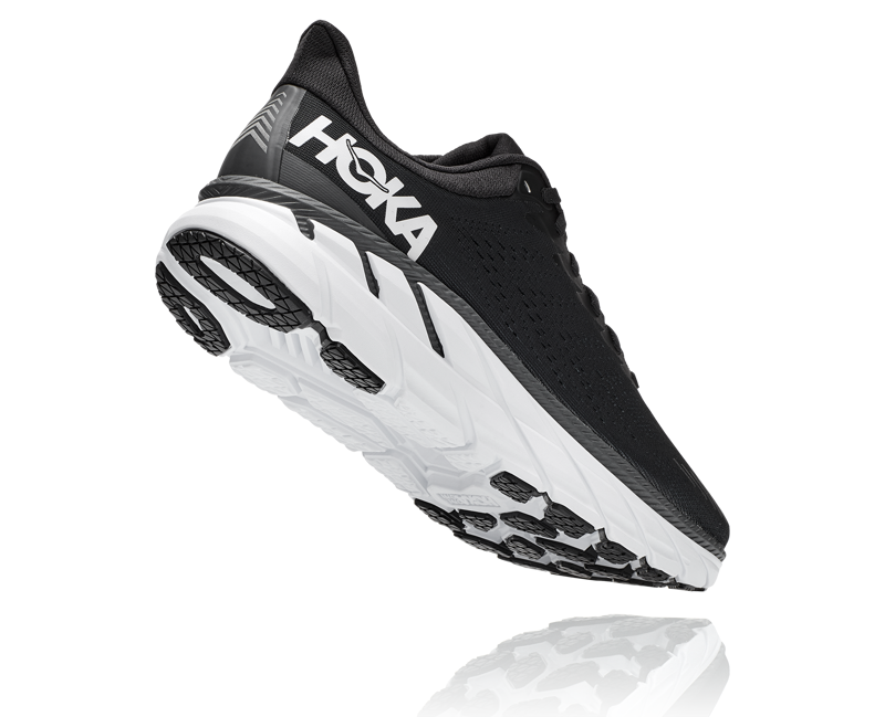 Hoka Clifton 7 Road Running Shoes - Black White-2