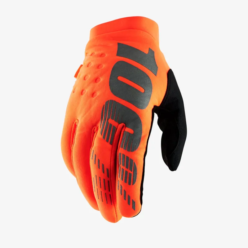 100 Percent Brisker Warm MTB Glove - Fluo Orange Black