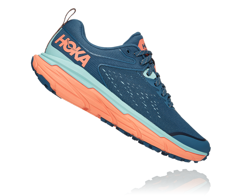 Hoka Challenger ATR 6 Womens Trail Running Shoes - Real Teal Cantaloupe-1