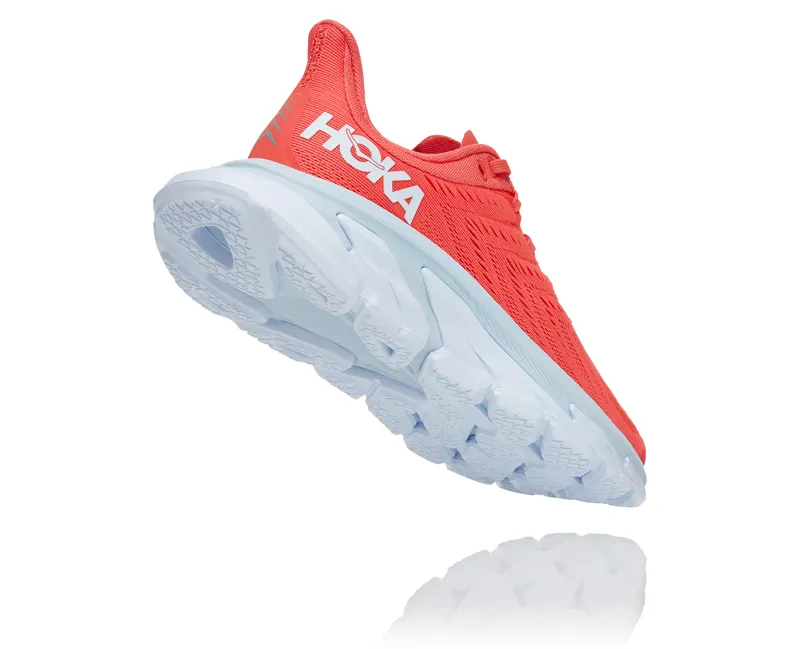 Hoka Clifton Edge Womens Road Running Shoe - Hot Coral White-2