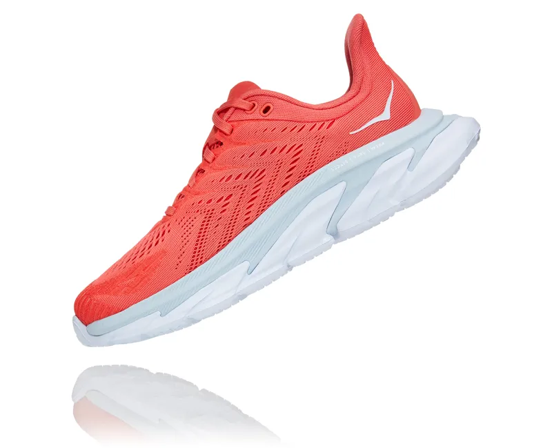 Hoka Clifton Edge Womens Road Running Shoe - Hot Coral White-3