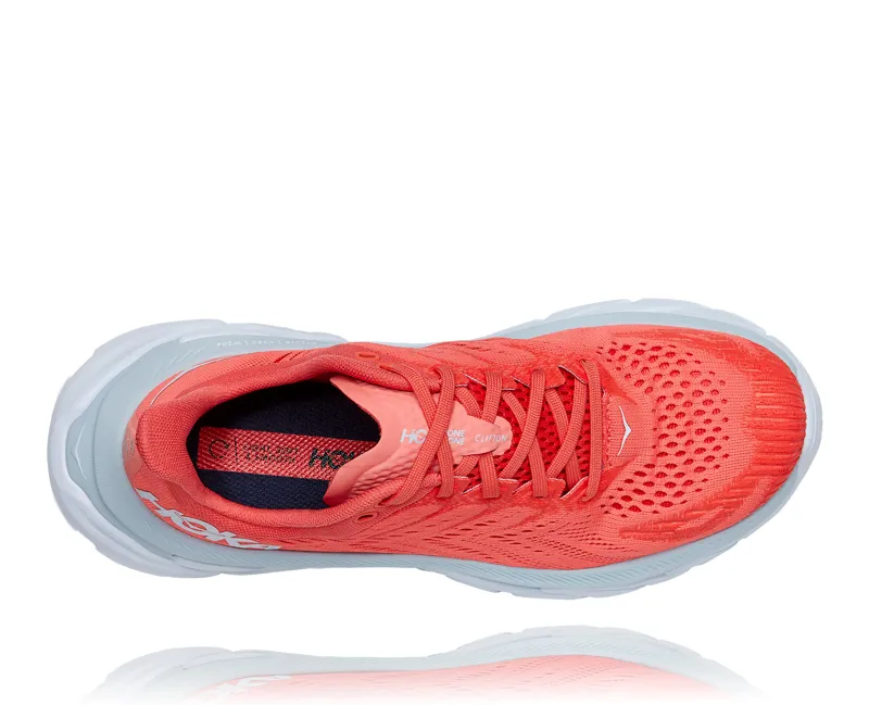 Hoka Clifton Edge Womens Road Running Shoe - Hot Coral White-4