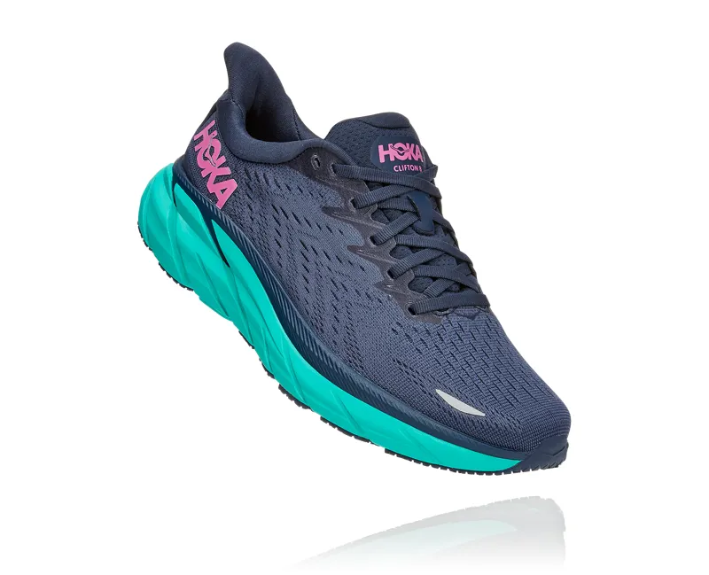 Hoka Clifton 8 Womens Wide Running Shoe - Outer Space Atlantis