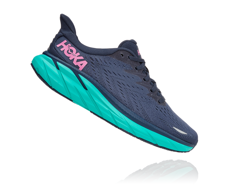 Hoka Clifton 8 Womens Wide Running Shoe - Outer Space Atlantis-1