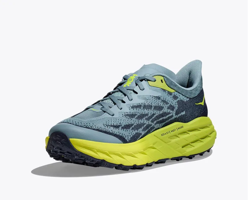 Hoka Speedgoat 5 Wide Trail Running Shoes - Stone Blue Dark Citron-2