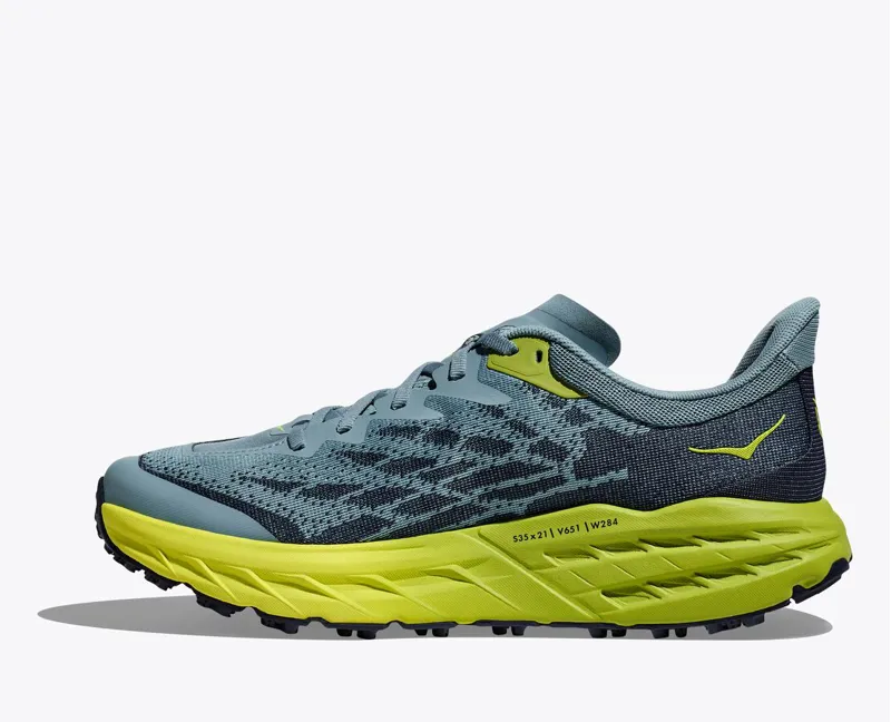 Hoka Speedgoat 5 Wide Trail Running Shoes - Stone Blue Dark Citron-7