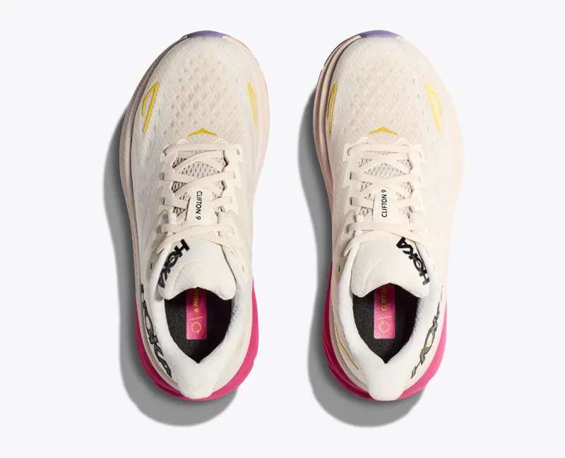 Hoka Womens Clifton 9 Road Running Shoes - Eggnog Blanc De Blanc-1
