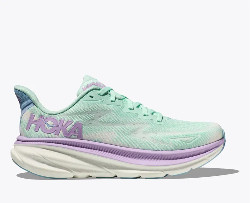 Hoka Clifton 9 Wide Fit Road Running Shoes - Sunlit Ocean Lilac Mist