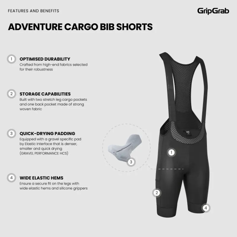 GripGrab Adventure Cargo Bib Shorts - Black - Small-6