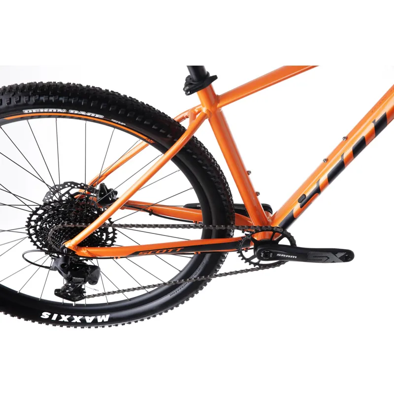 black and orange scott mountain bike