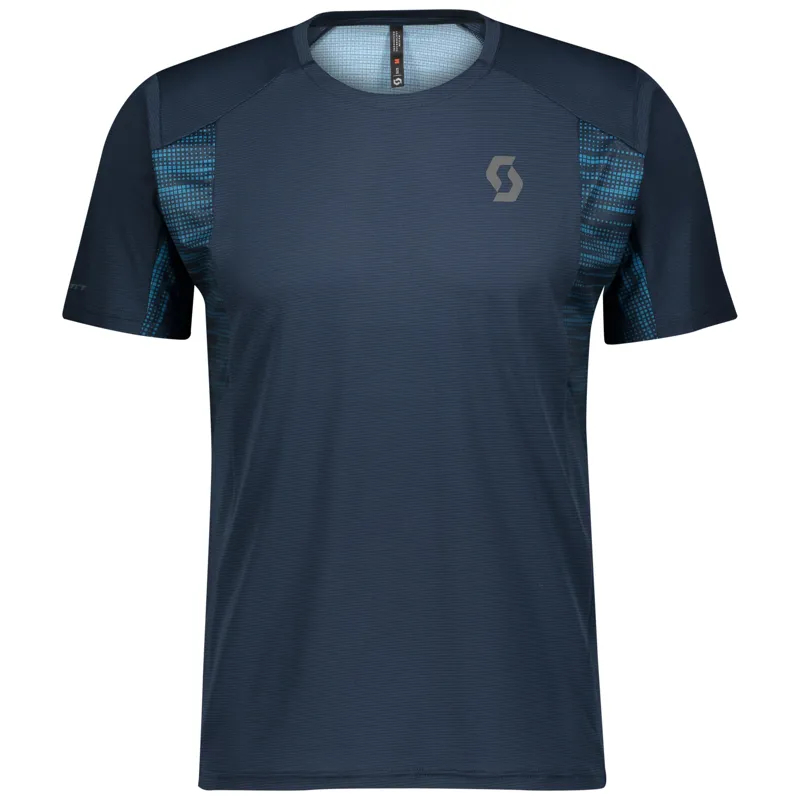 Scott Trail Run Mens Short Sleeved Shirt Blue Run and Ride