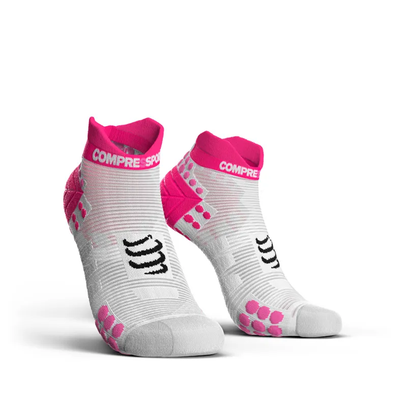Compressport ProRacing Socks V3.0 Run Low White Pink t1.
