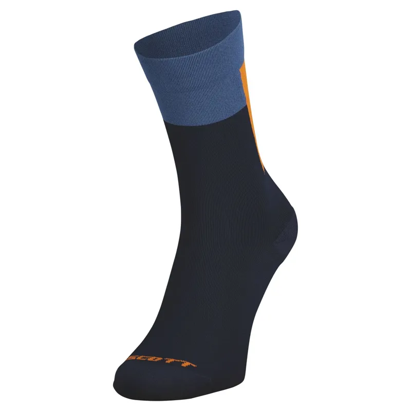 Scott Block Stripe Crew Socks - Dark Blue Braze Orange