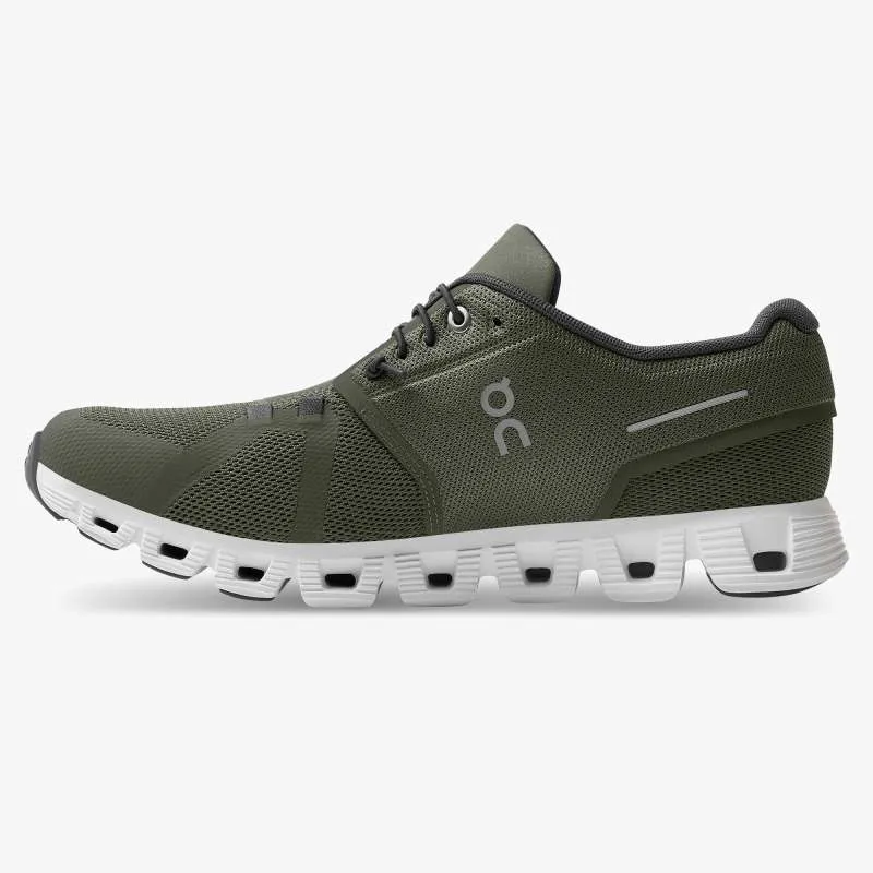 On Cloud 5 Road Running Shoes - Olive White-3