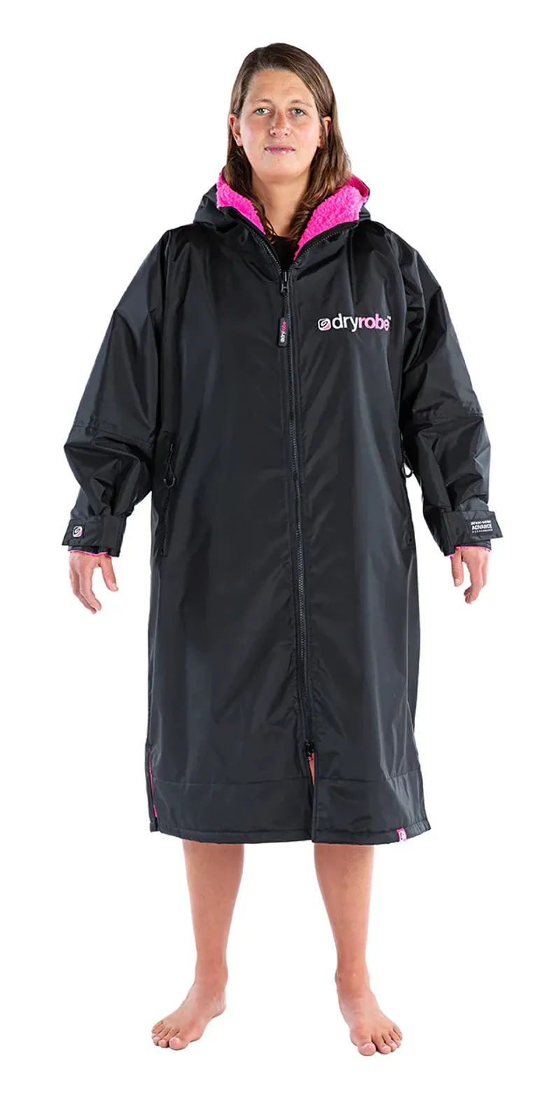 Dryrobe Advance Long Sleeve Black Pink Run and Ride