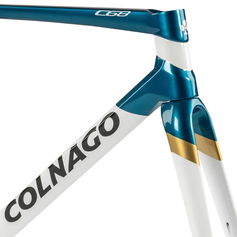 2022 Colnago C68-R Disc Carbon Road Frameset - White Blue Gold