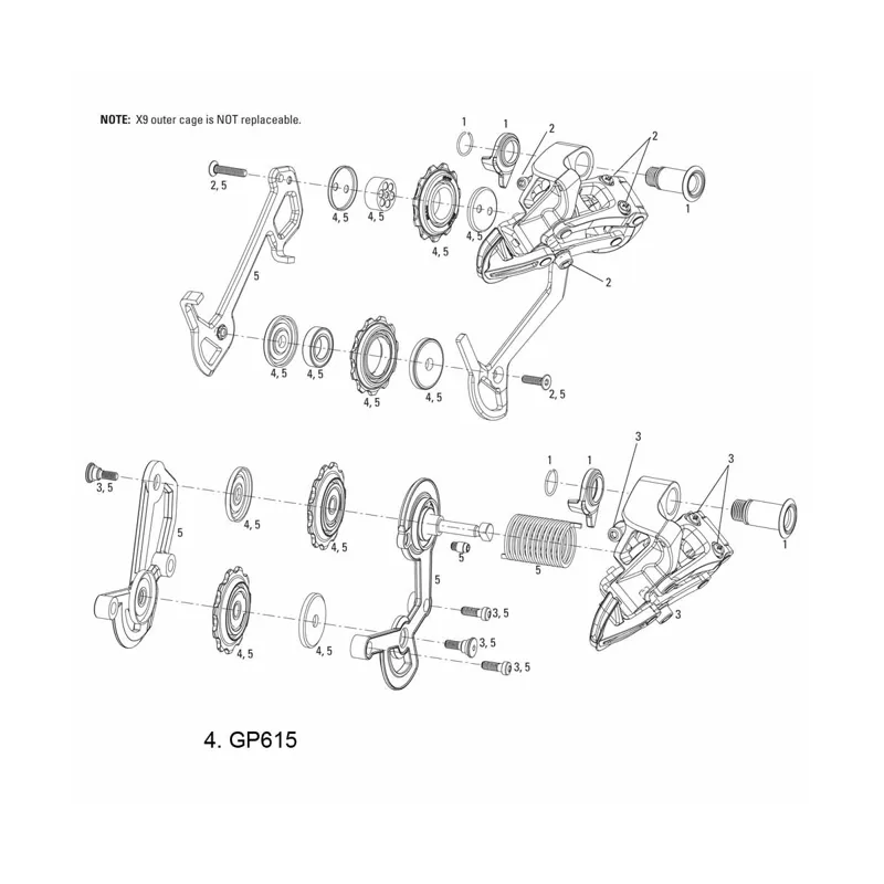 Sram Jockey Wheel Set for x9 Derailleur