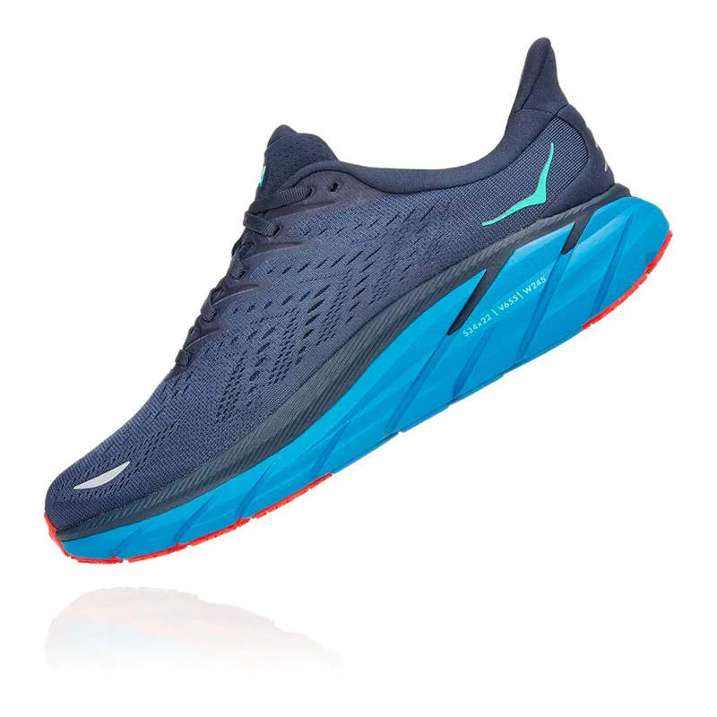 Hoka Clifton 8 Mens Wide Road Running Shoe - Outer Space Vallarta Blue-2