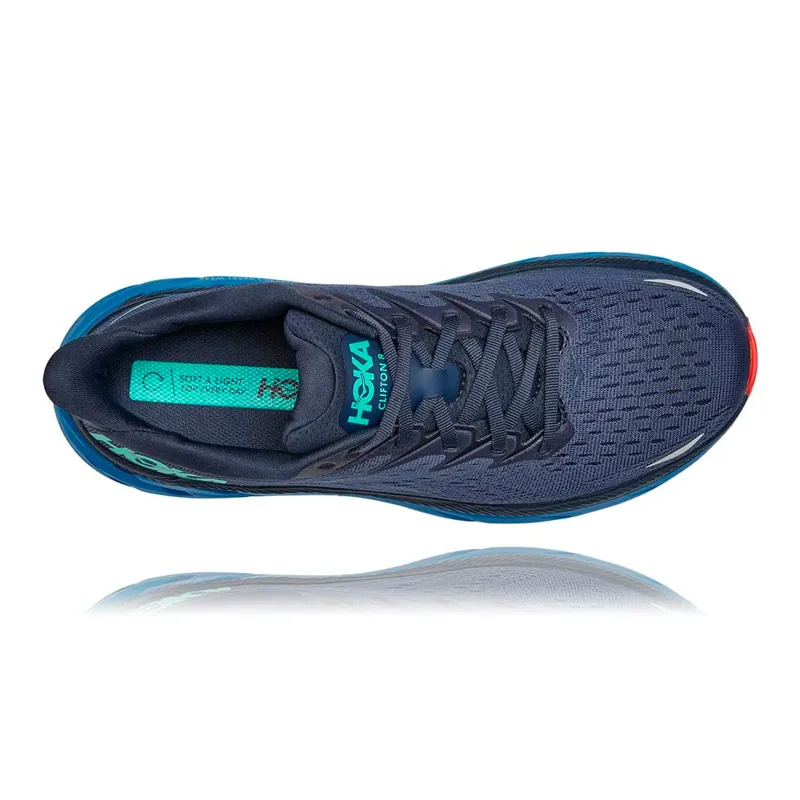 Hoka Clifton 8 Mens Wide Road Running Shoe - Outer Space Vallarta Blue-3