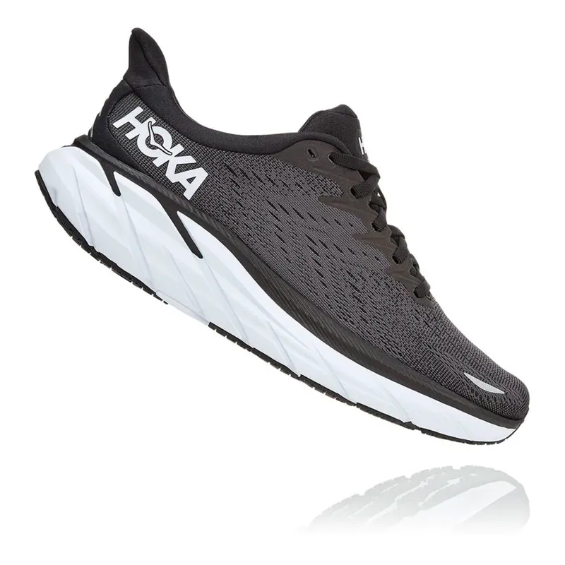 Hoka Clifton 8 Road Running Shoe - Black White-2