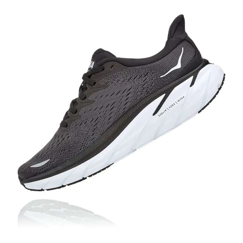 Hoka Clifton 8 Road Running Shoe - Black White-3
