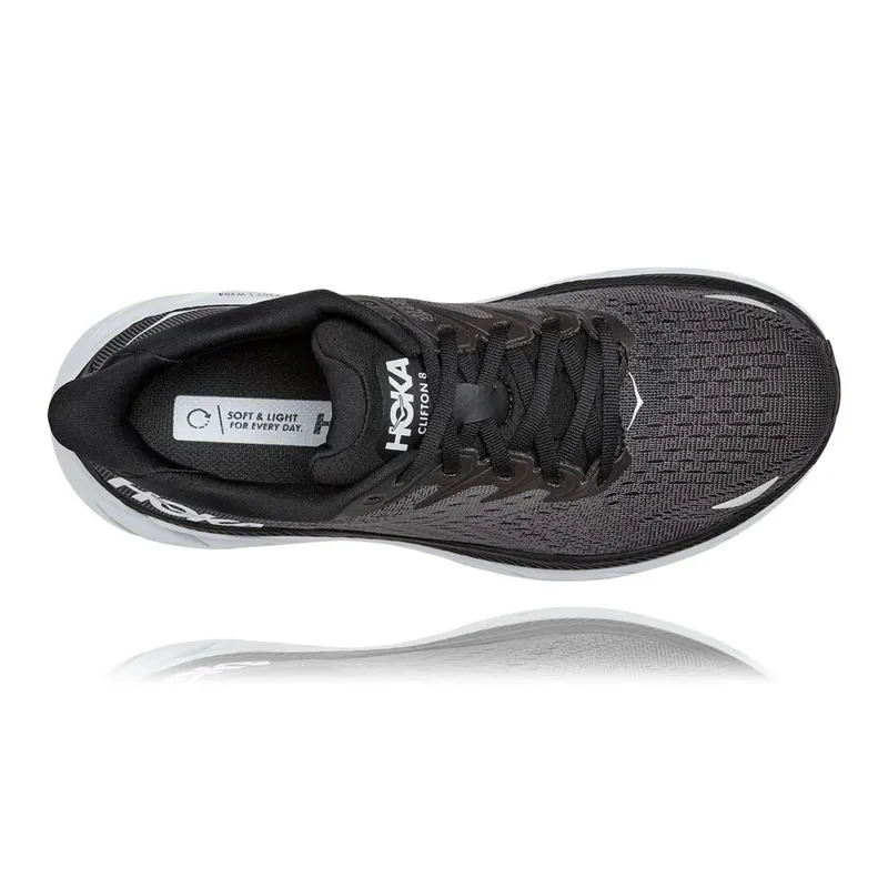 Hoka Clifton 8 Road Running Shoe - Black White-5