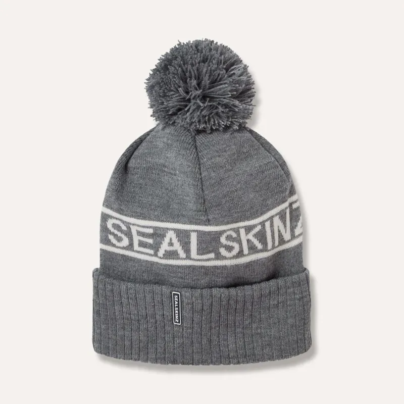 Sealskinz Heacham Cold Weather Icon Bobble Hat - Dark Grey Cream