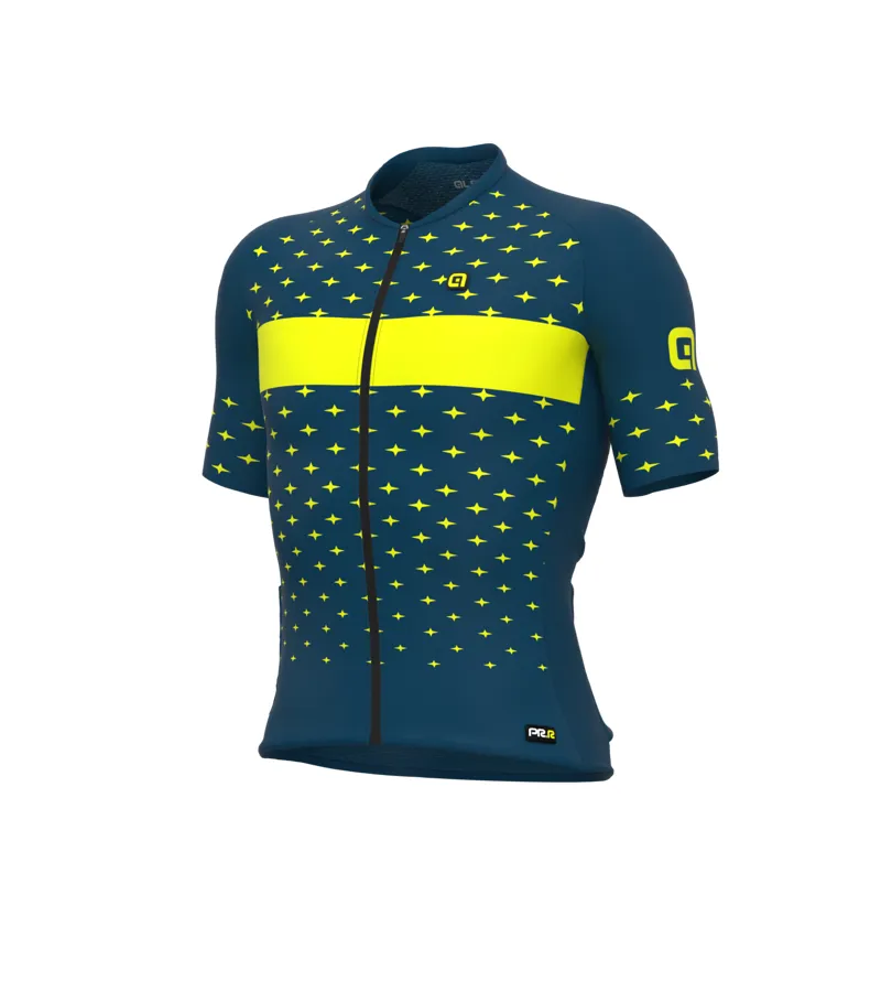 Ale PRR Stars SS Cycling Jersey - Petrol Fluro Yellow