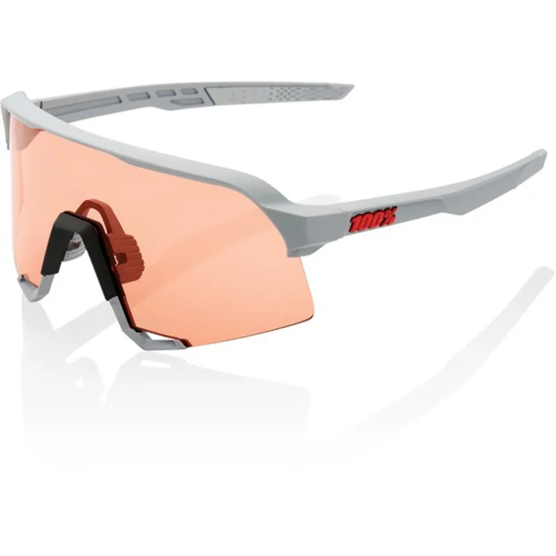 100 Percent S3 Sunglasses - Soft Tact Stone Grey - HiPER Coral Lens