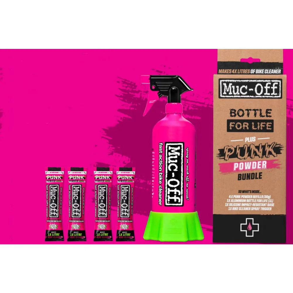 Muc-Off Punk Powder Bike Cleaner - 4 Pack and Bottle for Life Bundle