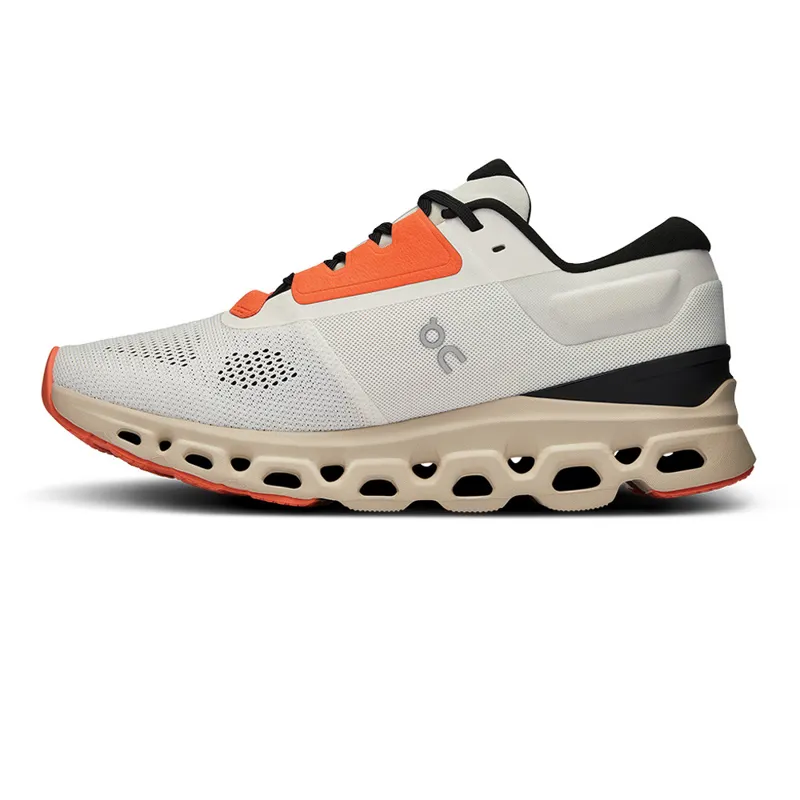 On Cloudstratus 3 Womens Road Running Shoes - White Sand-3