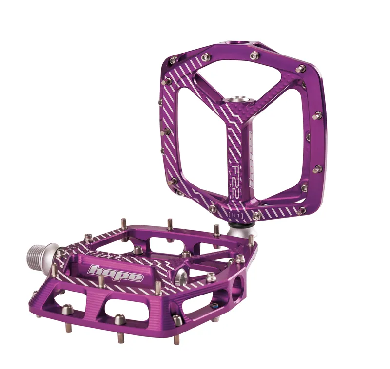 Hope F22 Flat MTB Pedals Purple Run and Ride