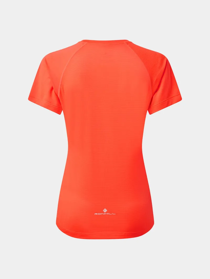 Ronhill Womens Tech Tee - Hotcoral BR White-1
