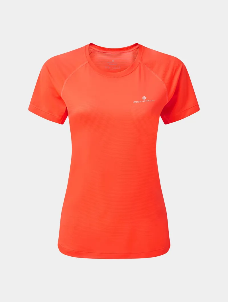 Ronhill Womens Tech Tee - Hotcoral BR White
