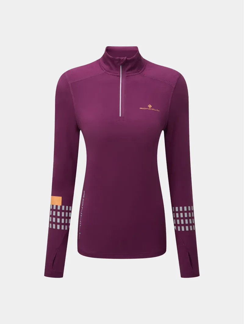 Ronhill Womens Tech Afterhours 1/2 Zip Tee - Grape Mango