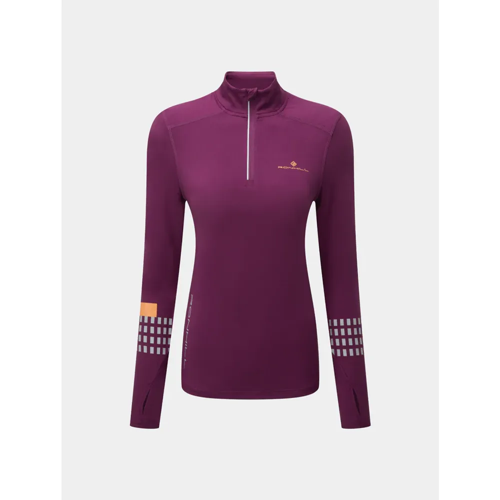 Ronhill Womens Tech Afterhours 1/2 Zip Tee - Grape Mango
