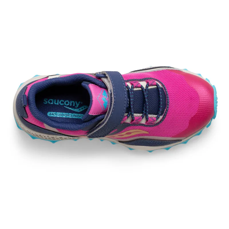 Saucony Girls Peregrine 12 Shield Trail Running Shoes - Navy Pink Turquoise - Size 4-2