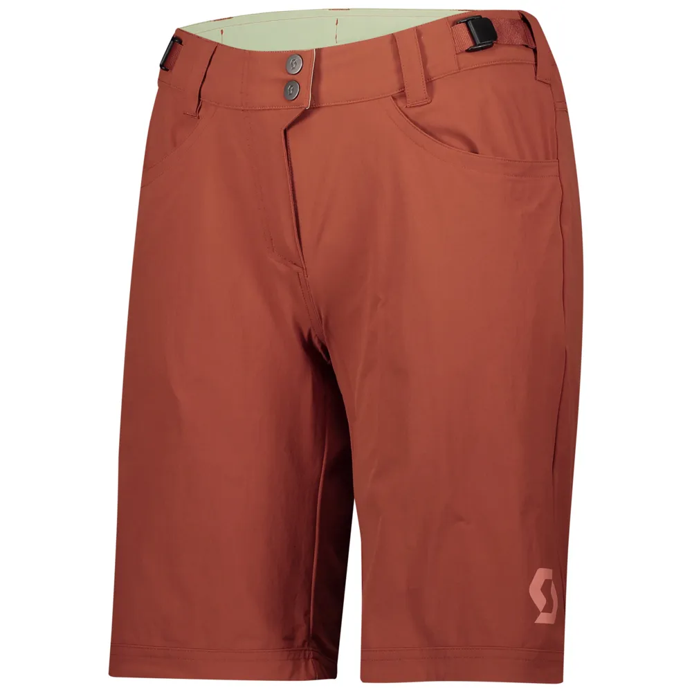 Scott Trail Flow Womens Shorts with Pad - Rust Red