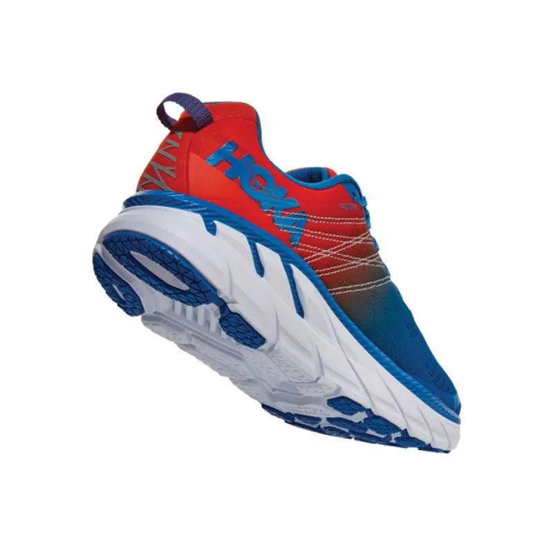 Hoka Mens Clifton 6 Wide - Mandarin Red Blue-3