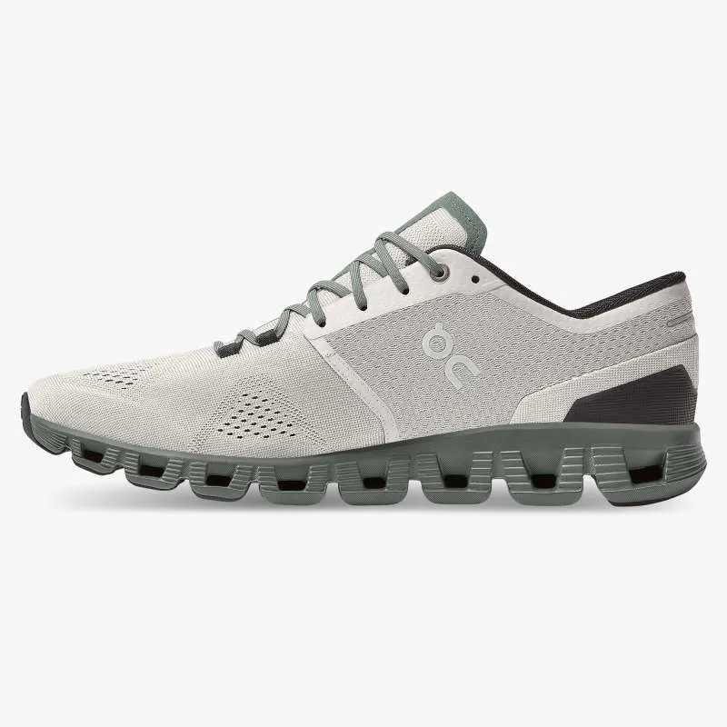 On Cloud X Road Running Shoe - Glacier Olive-3