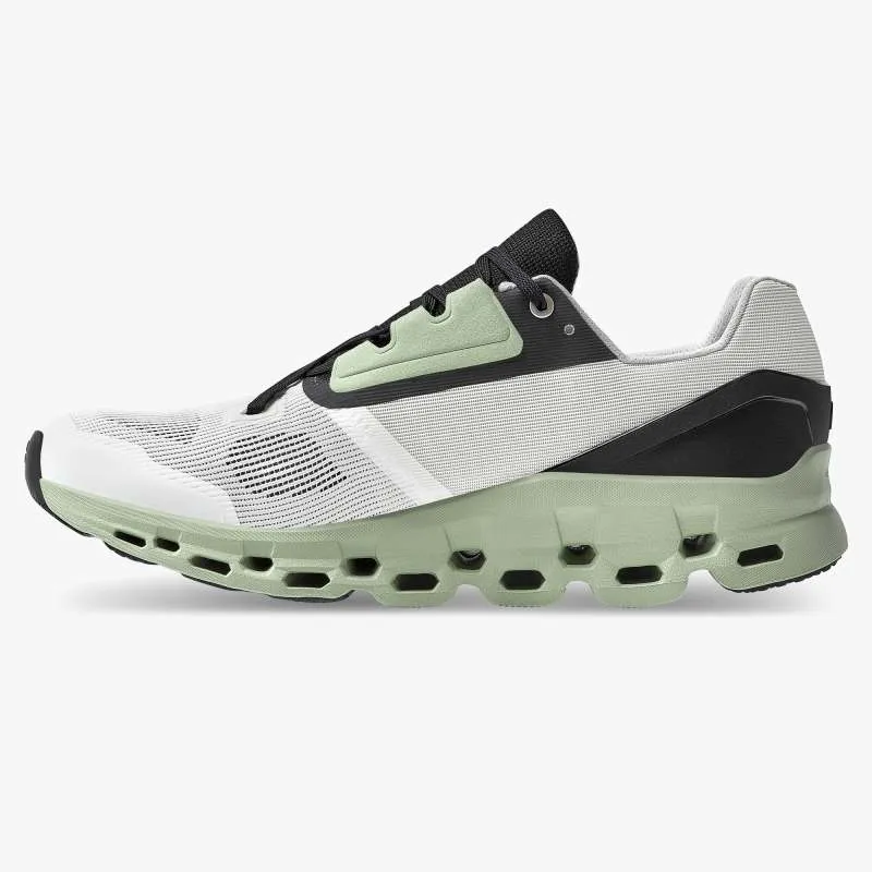 On Cloudstratus V2 Road Running Shoes - White Green Black-3