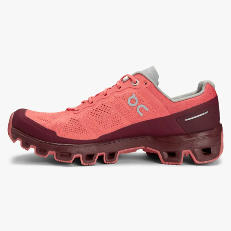 On Cloudventure Womens Trail Running Shoes - Coral Mulberry-3