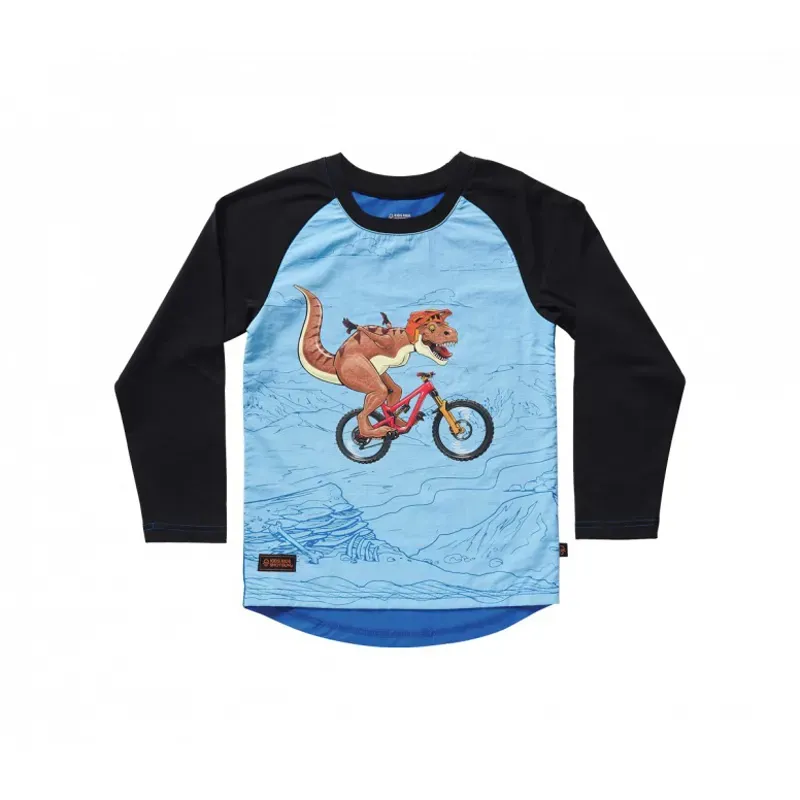 Kids Ride Shotgun Dino Windproof Kids Jersey - Blue Black