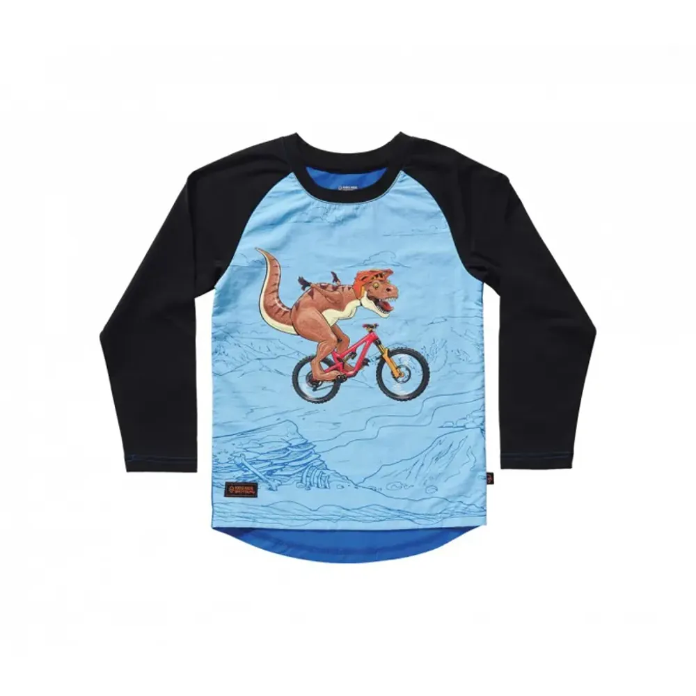 Kids Ride Shotgun Dino Windproof Kids Jersey - Blue Black