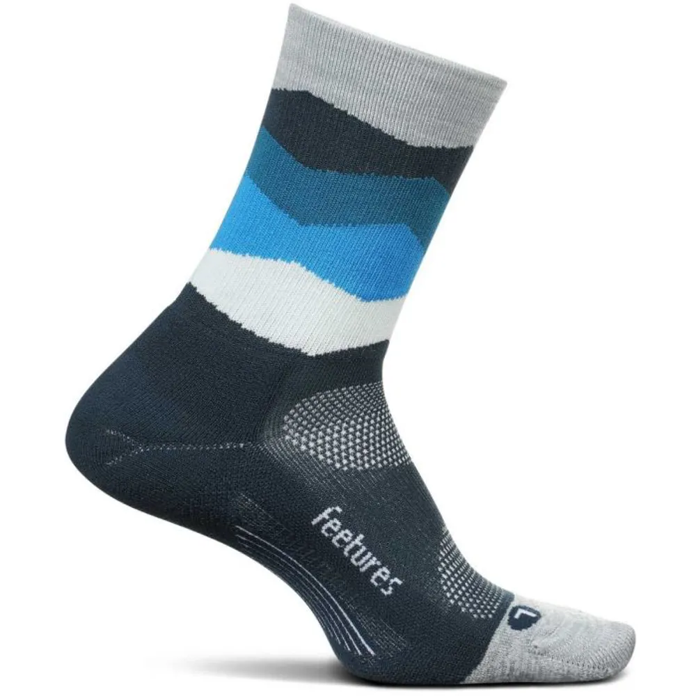 Feetures Elite Light Cushion Mini Crew Running Socks - Blue Waves