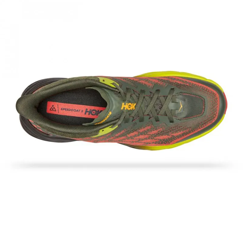  Hoka Speedgoat 5 Wide Fit Trail Running Shoes - Thyme Fiesta-1