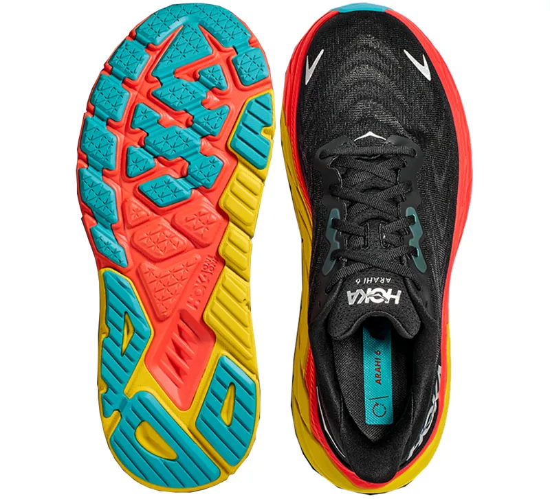 Hoka Arahi 6 Road Running Shoe - Black Flame-2