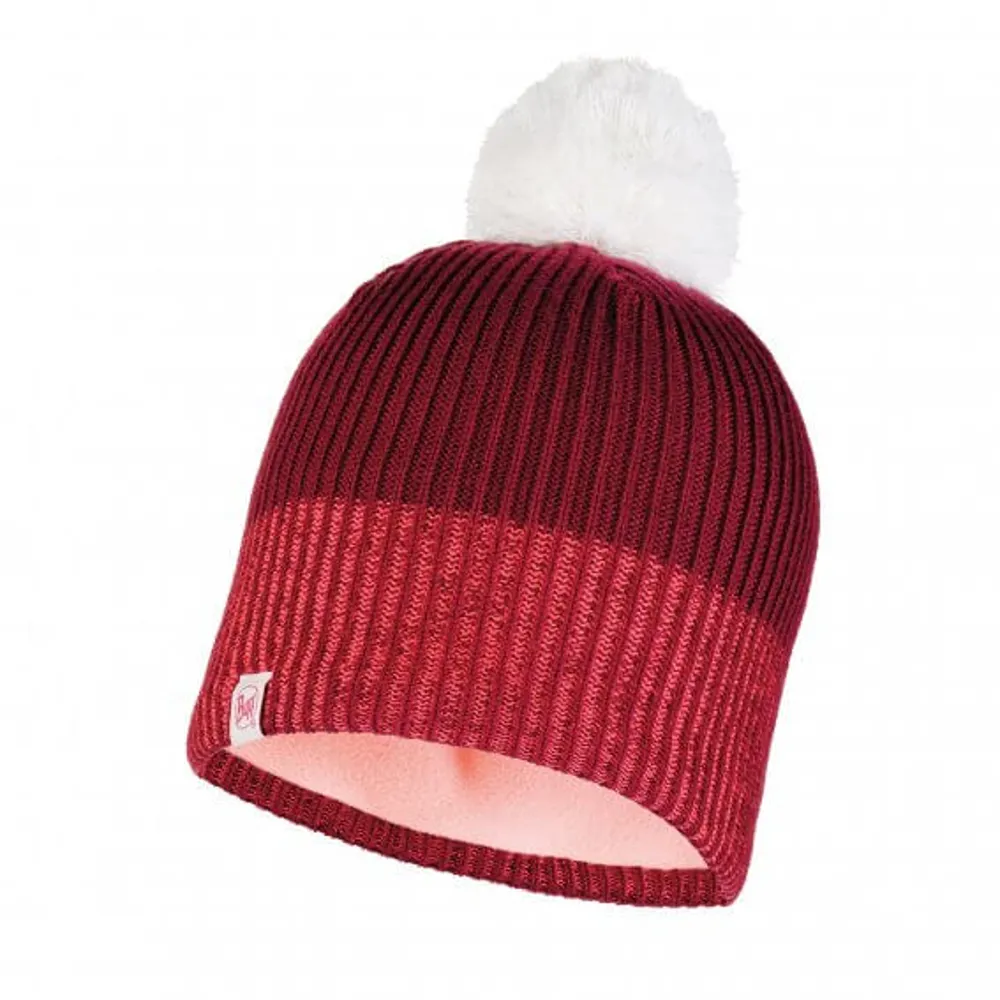 Buff Knitted and Polar Kids Hat - Audny Wine