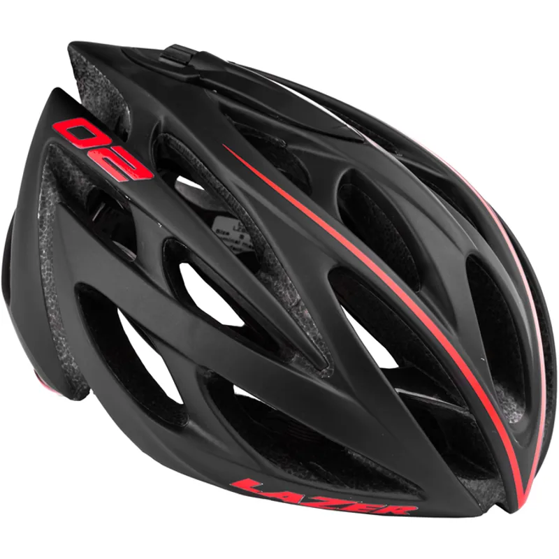 Lazer O2 Black and Red Deluxe Line DLX Road Helmet Pack